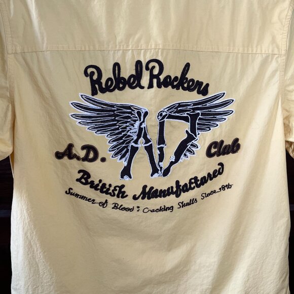 Artful Dodger Rebel Rockers Embroidered Men's Shirt Size 3XL Yellow Short Sleeve - Picture 10 of 10